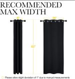 Jandran Halloween Pitch Black Solid Thermal Insulated Grommet Blackout Curtains/Drapes 2 Panels 42 Inches Wide 63 Inches Long - Image 3