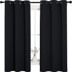 Jandran Halloween Pitch Black Solid Thermal Insulated Grommet Blackout Curtains/Drapes 2 Panels 42 Inches Wide 63 Inches Long